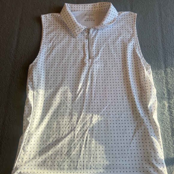 Gradual Tops - Women's White Polka Dot Sleeveless Blouse